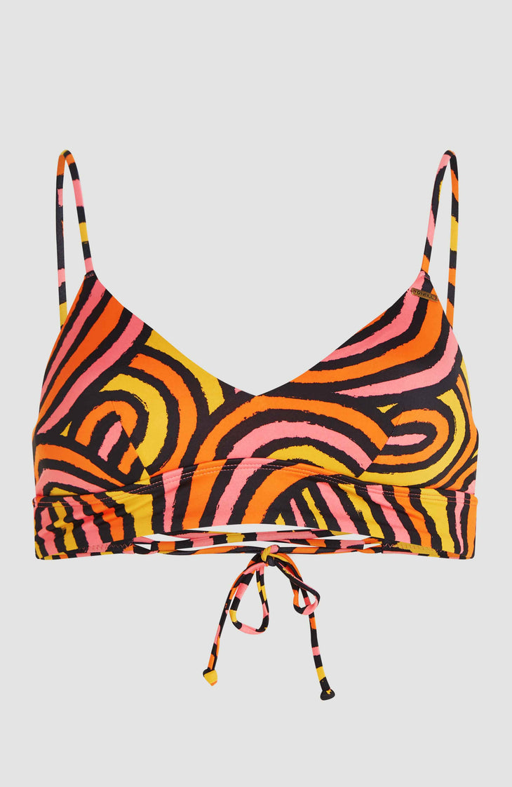 Wave Crop bikinitop | Orange Rainbow Stripe