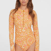 Women of the Wave surfbadpak met lange mouwen | Orange Abstract Wave