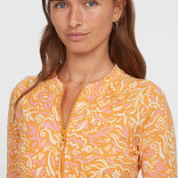Women of the Wave surfbadpak met lange mouwen | Orange Abstract Wave