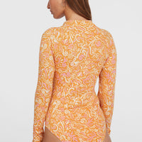Women of the Wave surfbadpak met lange mouwen | Orange Abstract Wave