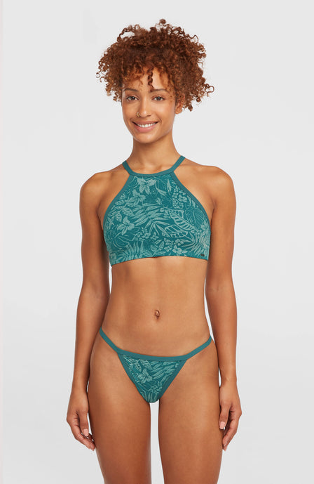 3X Sneldrogende High-Neck bikiniset | Green Island Sky