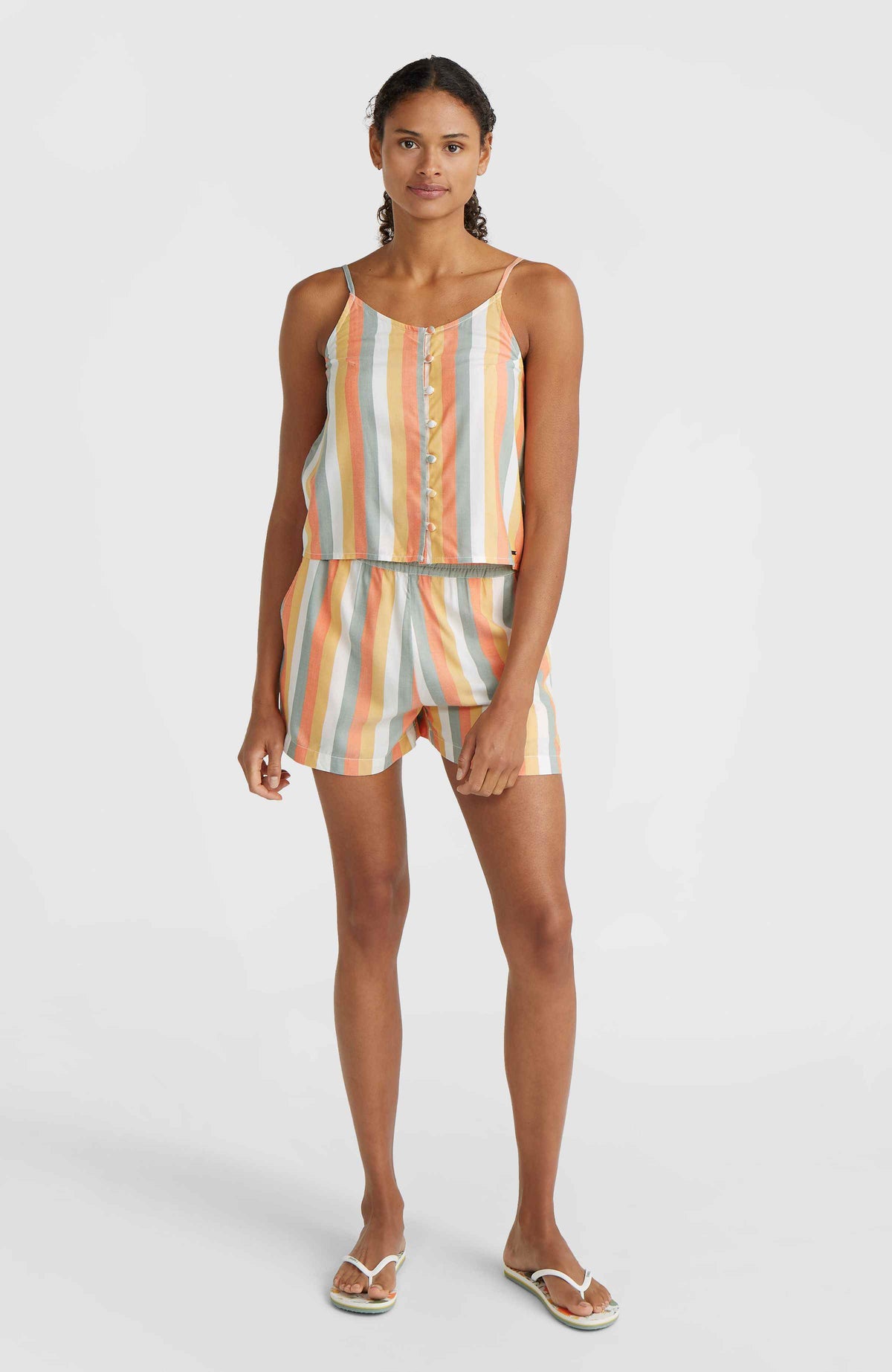 Tiare Woven tanktop | Orange Multistripe