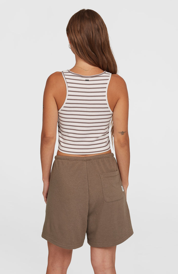 Jess Rib tanktop | White Yarn Dye Stripe