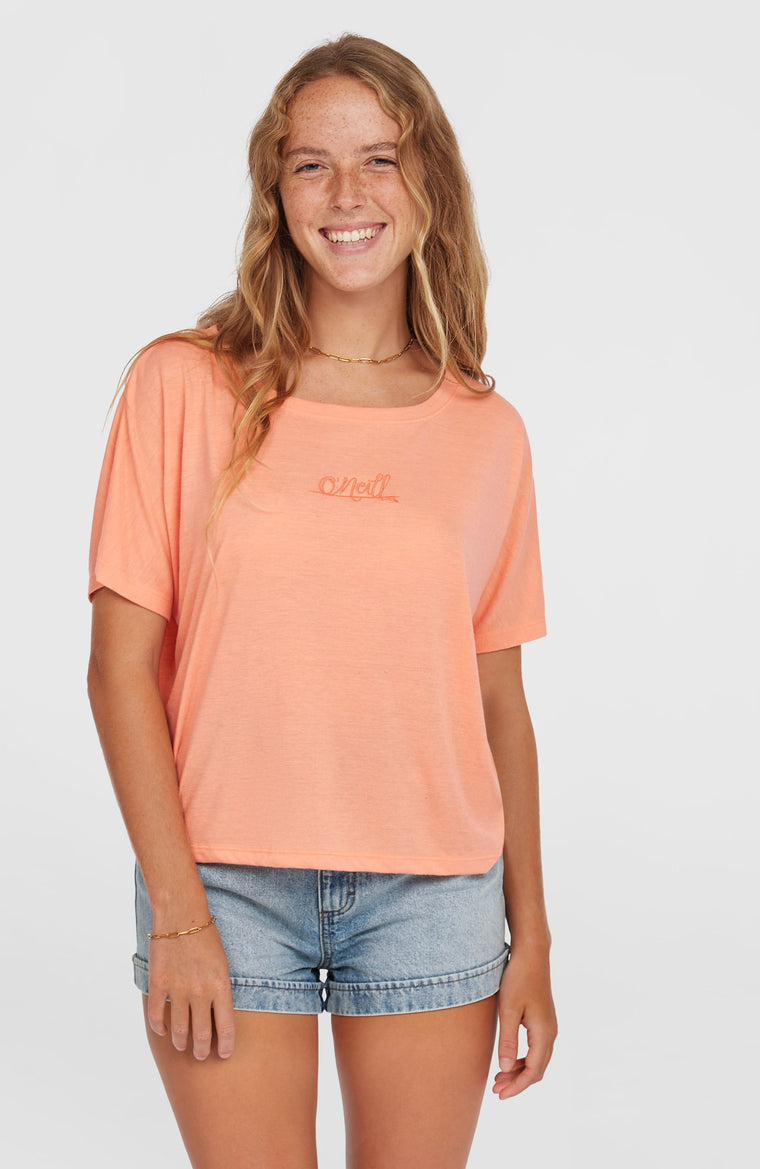 Essentials Script losvallend T-shirt | Coral Pink