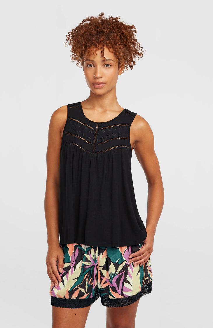 Essentials Tokeena tanktop met borduursel | Black Out