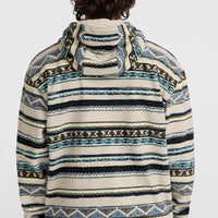 Superfleece hoodie met halve rits | Grey Ikat Stripe