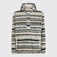 Superfleece hoodie met halve rits | Grey Ikat Stripe