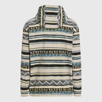 Superfleece hoodie met halve rits | Grey Ikat Stripe