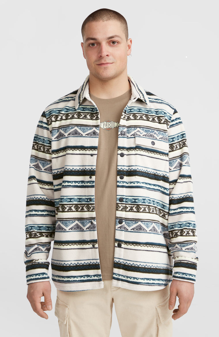 Superfleece overhemd | Grey Ikat Stripe