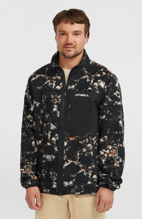 Must-Have High-Pile fleecevest met volledige rits | Black/Beige Quarry