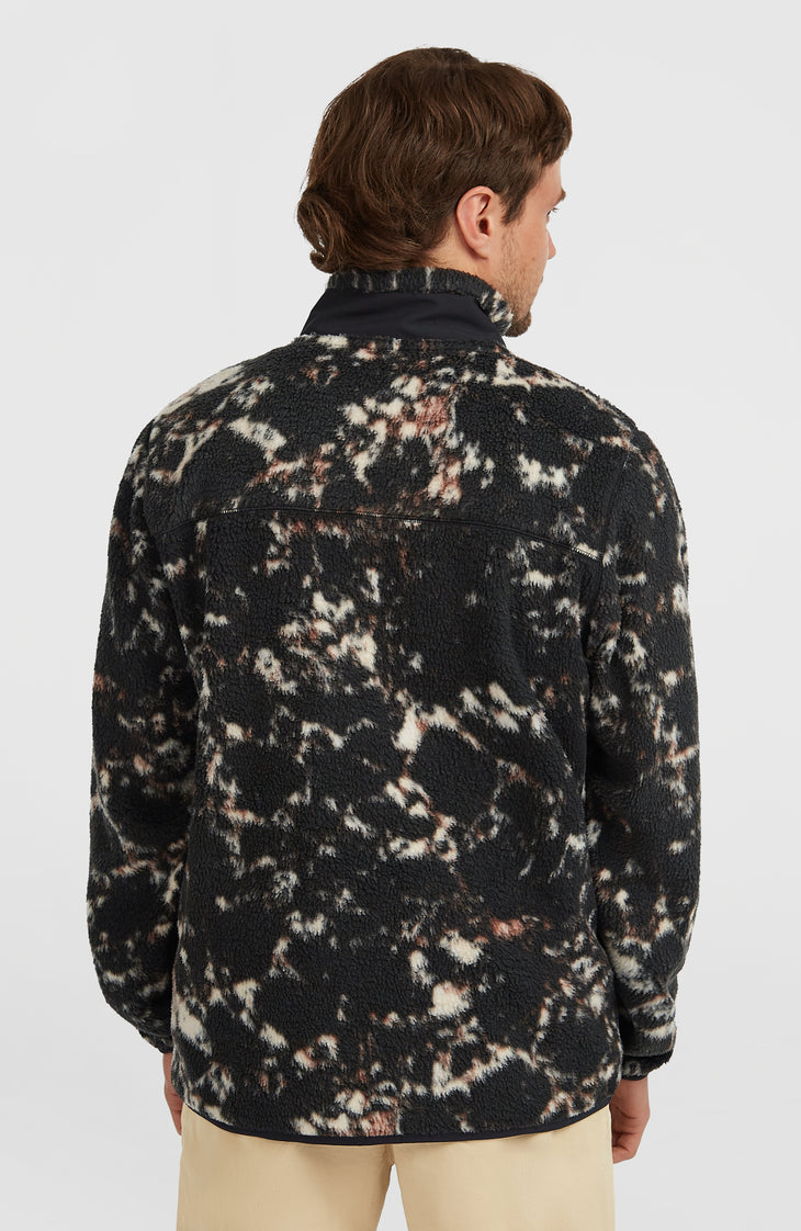 Must-Have High-Pile fleecevest met volledige rits | Black/Beige Quarry