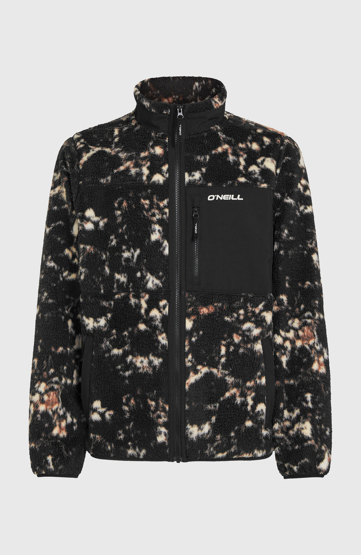 Must-Have High-Pile fleecevest met volledige rits | Black/Beige Quarry