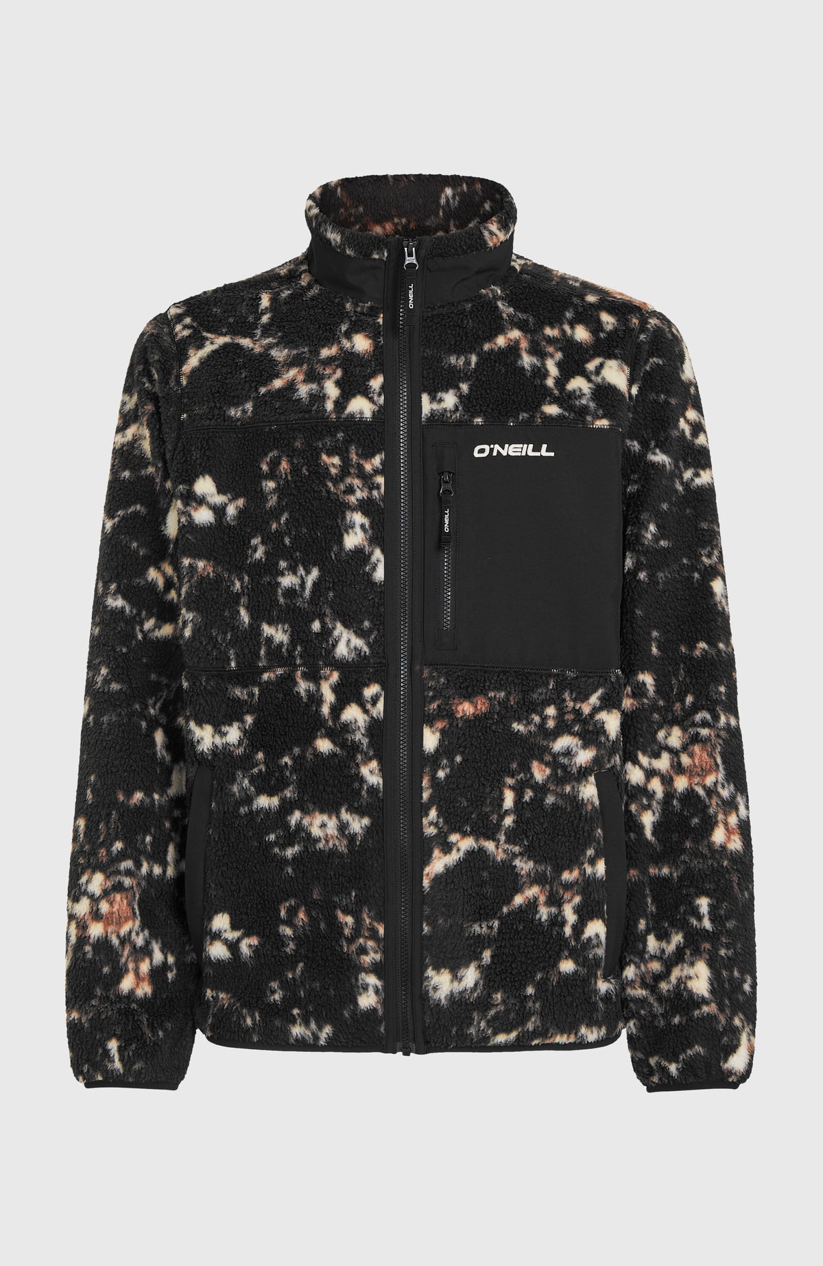 Must-Have High-Pile fleecevest met volledige rits | Black/Beige Quarry