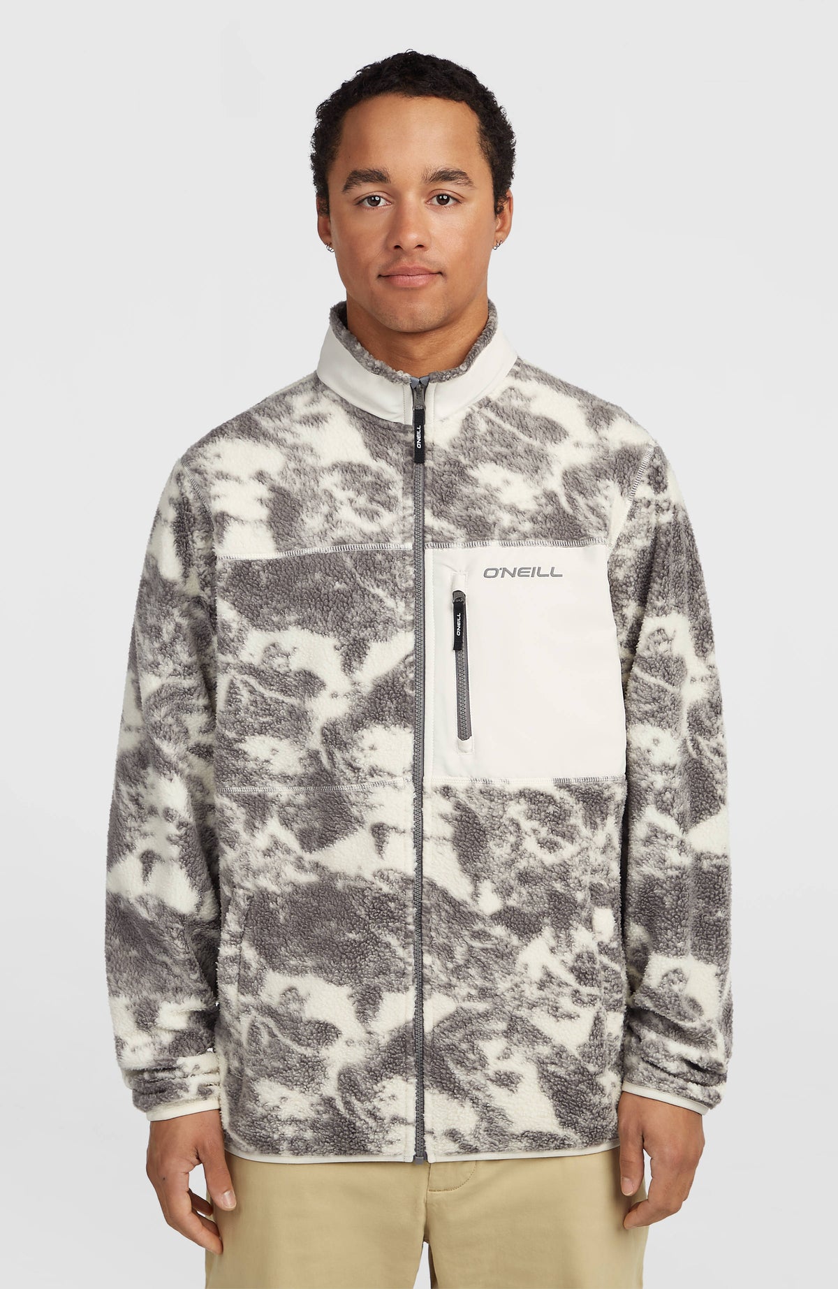 Must-Have High-Pile fleecevest met volledige rits | Grey Mountain Landscape