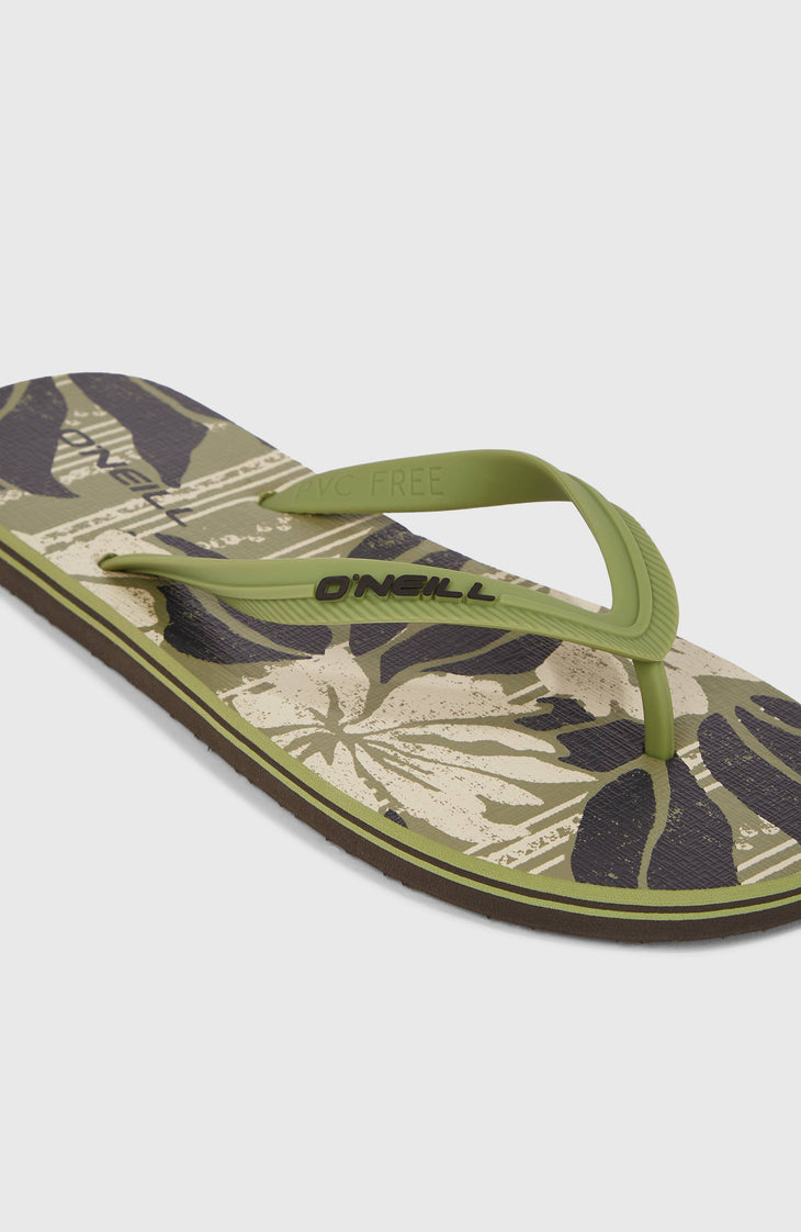 Profile Graphic slippers | Green Dusty Flower