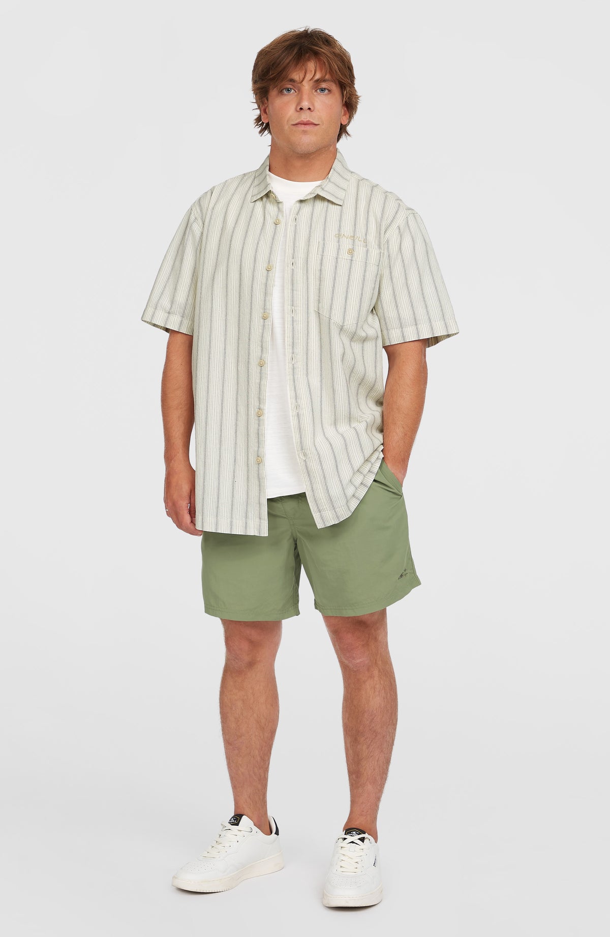 Jacquard Stripe overhemd | Beige Cali Stripe
