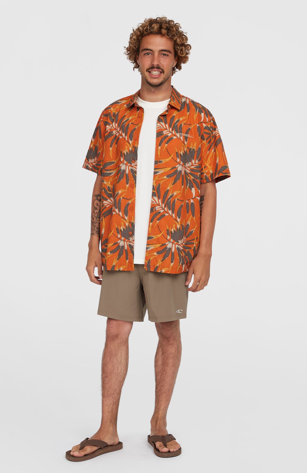 Print overhemd | Orange Dipped Leaves