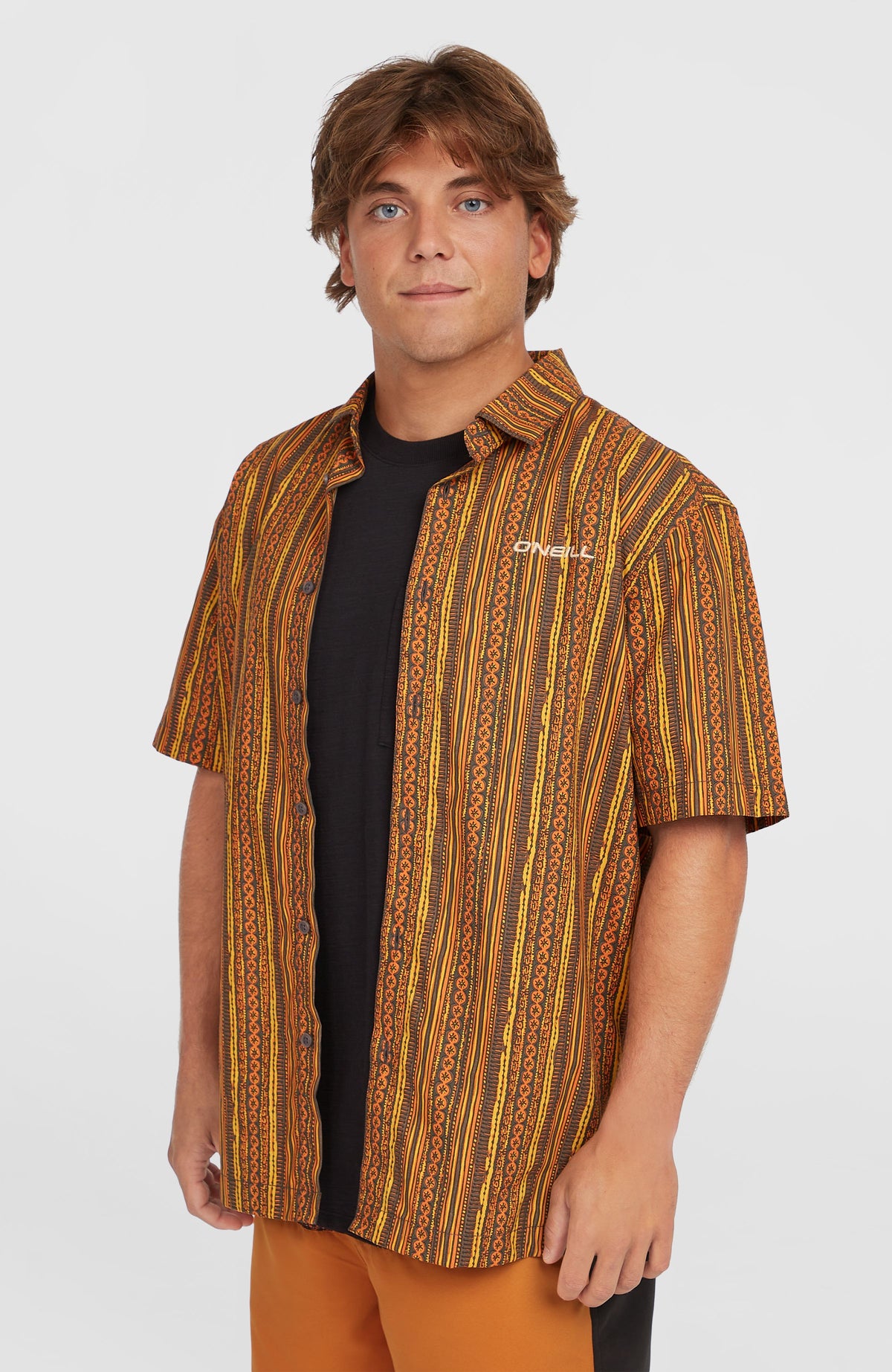 Print overhemd | Orange Pressed Lines