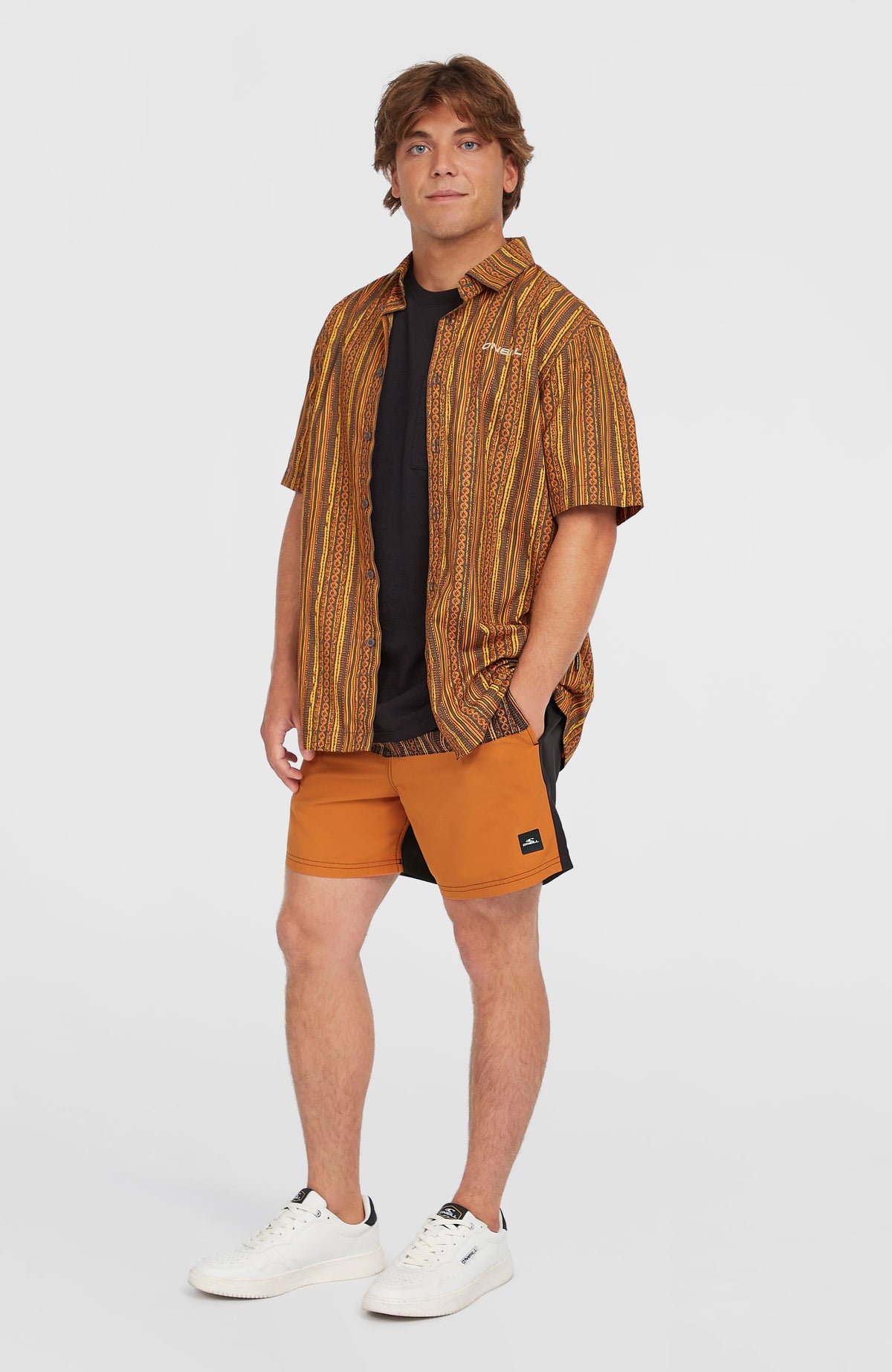 Print overhemd | Orange Pressed Lines