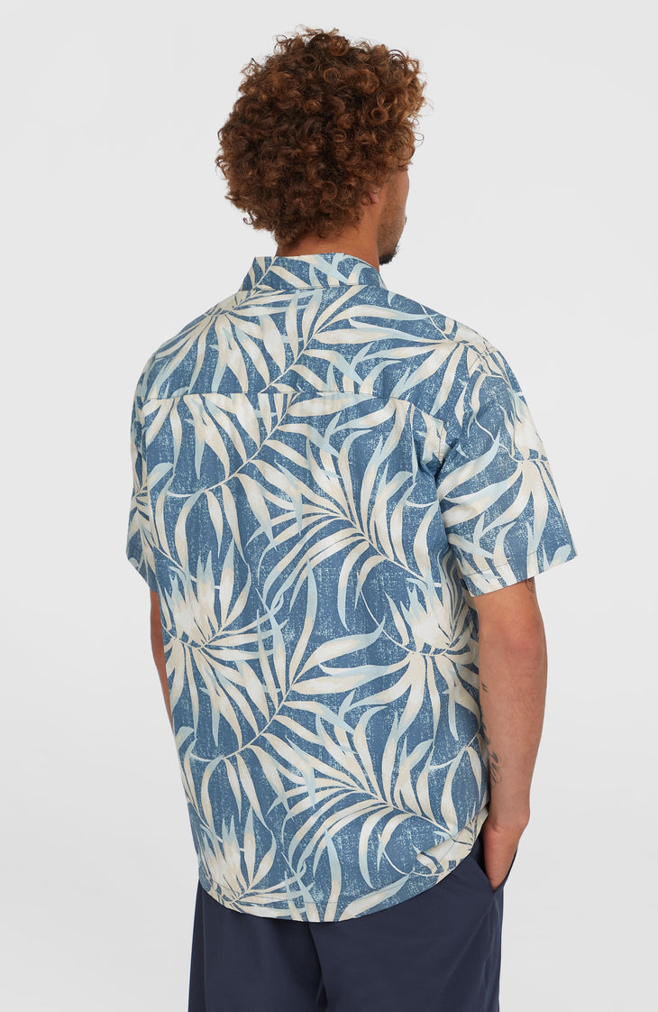 Print overhemd | Blue Dipped Leaves