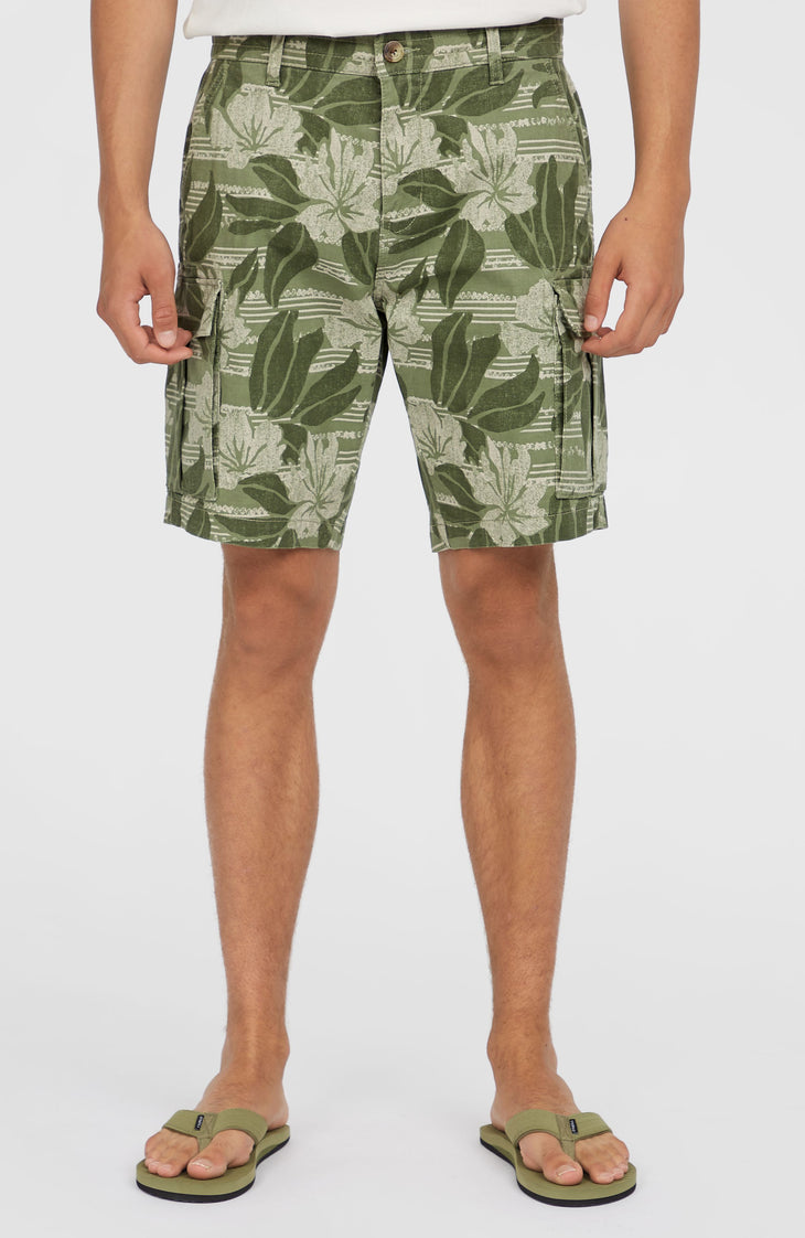 Essentials cargoshort | Green Tonal Dusty Flower