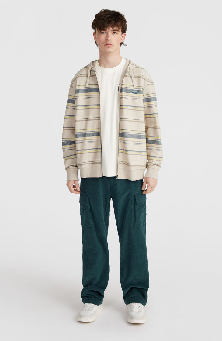 Bavaro capuchonvest met volledige rits | Grey Vintage Stripe