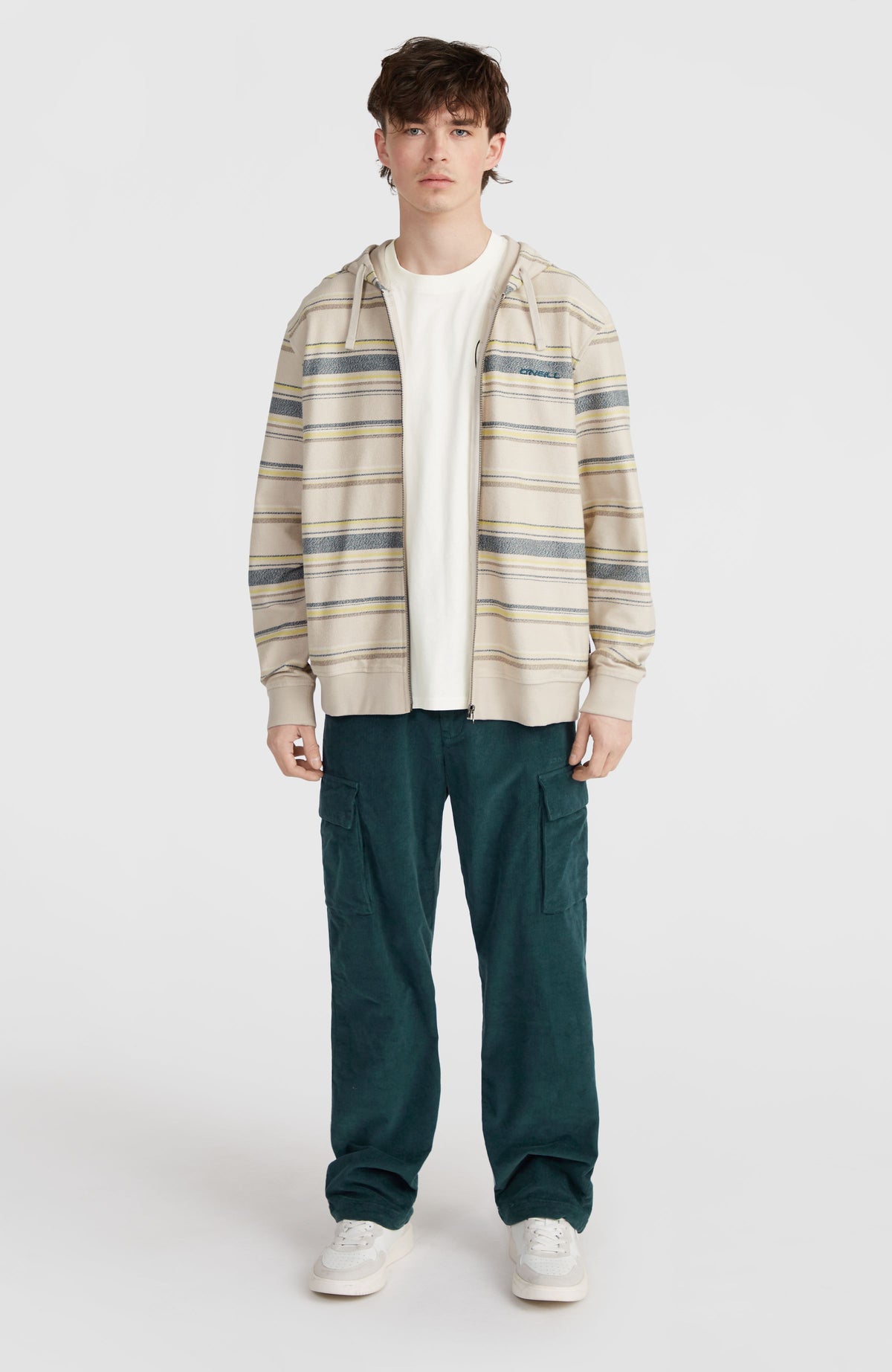 Bavaro capuchonvest met volledige rits | Grey Vintage Stripe