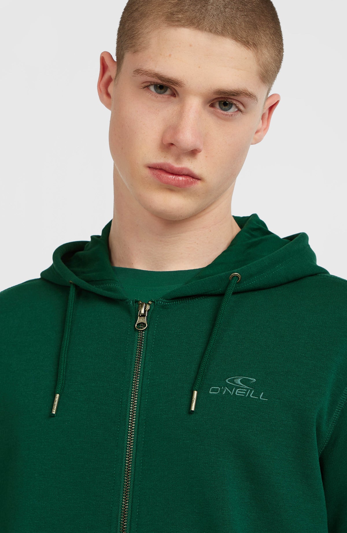 Small Logo hoodie met volledige rits | Emerald Envy