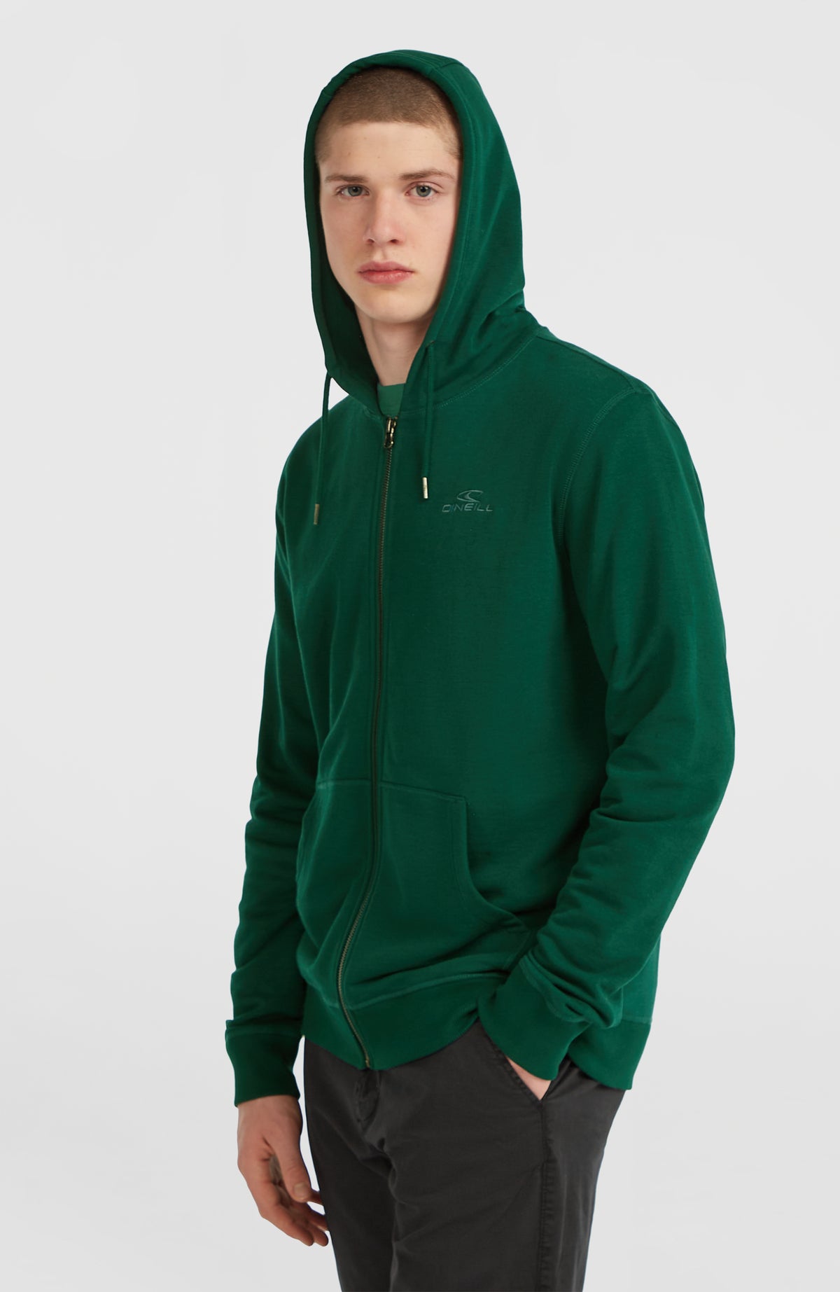 Small Logo hoodie met volledige rits | Emerald Envy