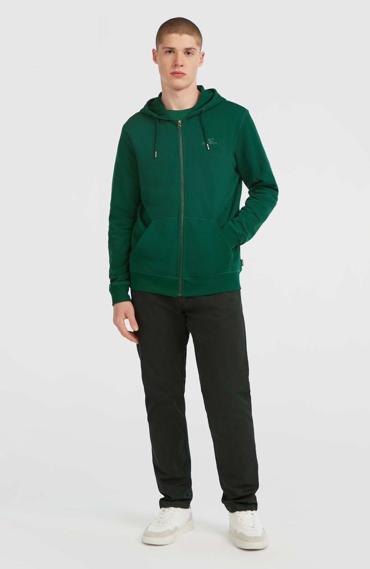 Small Logo hoodie met volledige rits | Emerald Envy