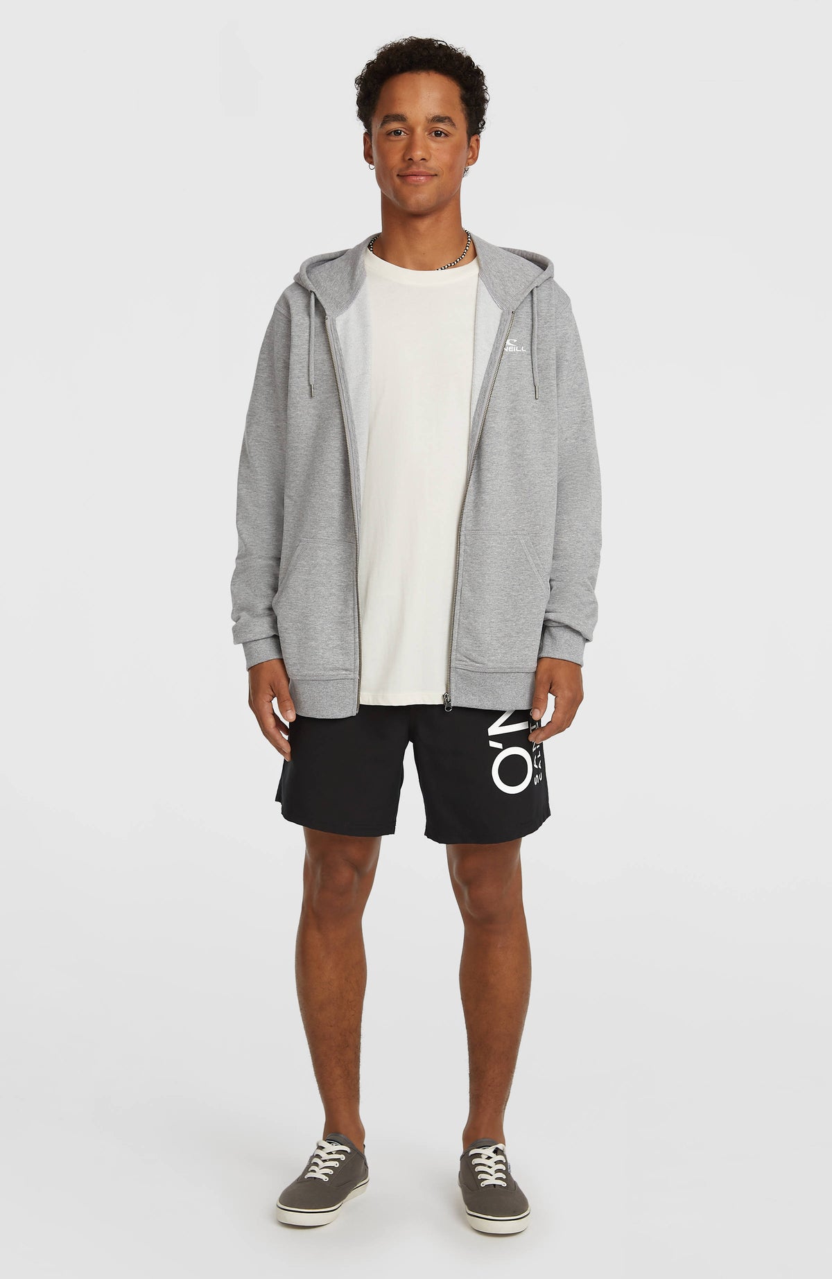 Small Logo hoodie met volledige rits | Silver Melee