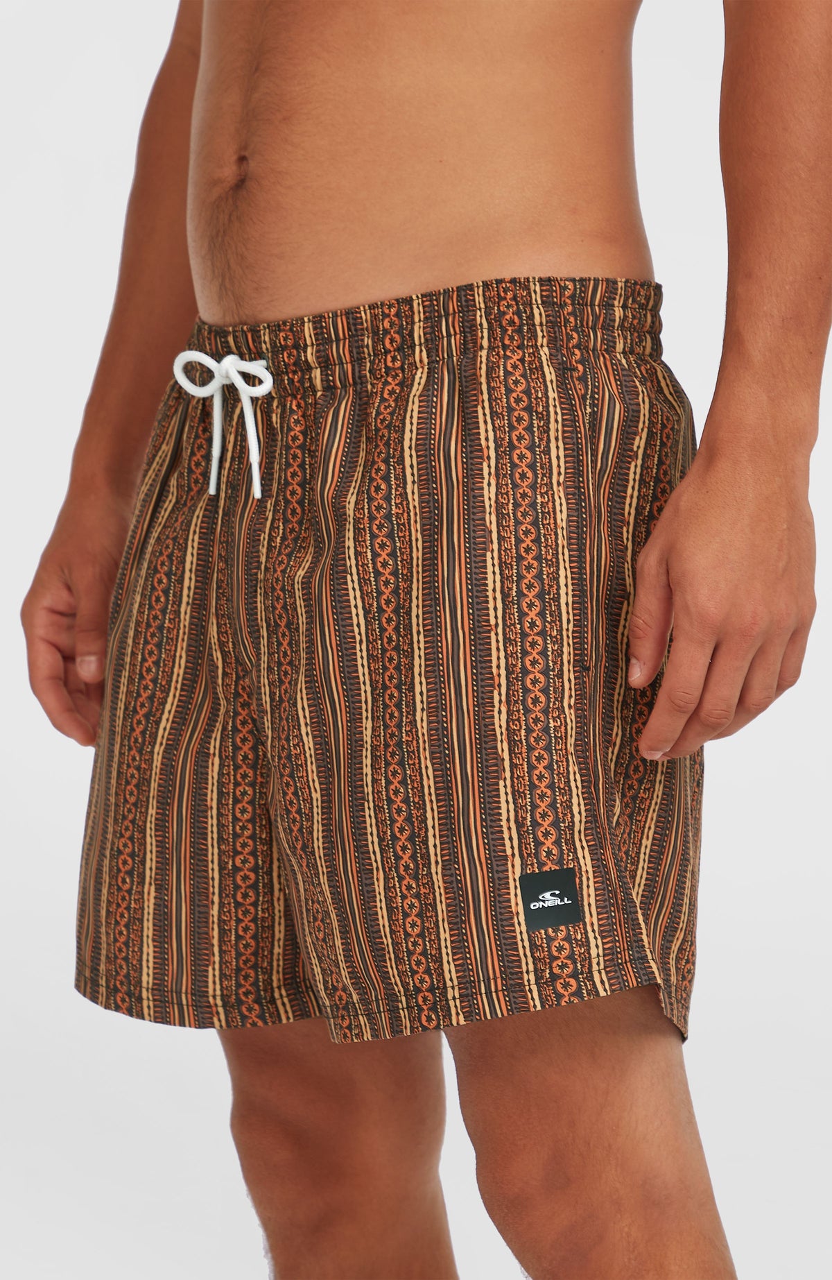 Cali Print 15'' zwembroek | Orange Pressed Lines
