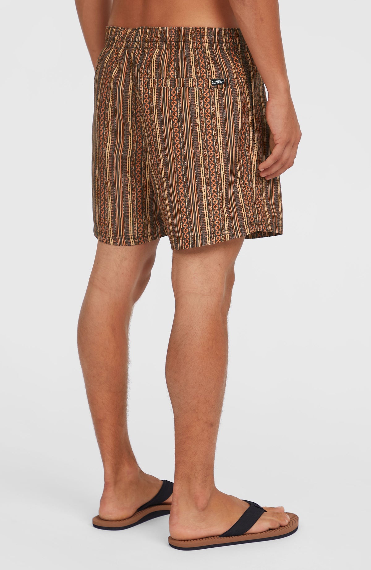 Cali Print 15'' zwembroek | Orange Pressed Lines