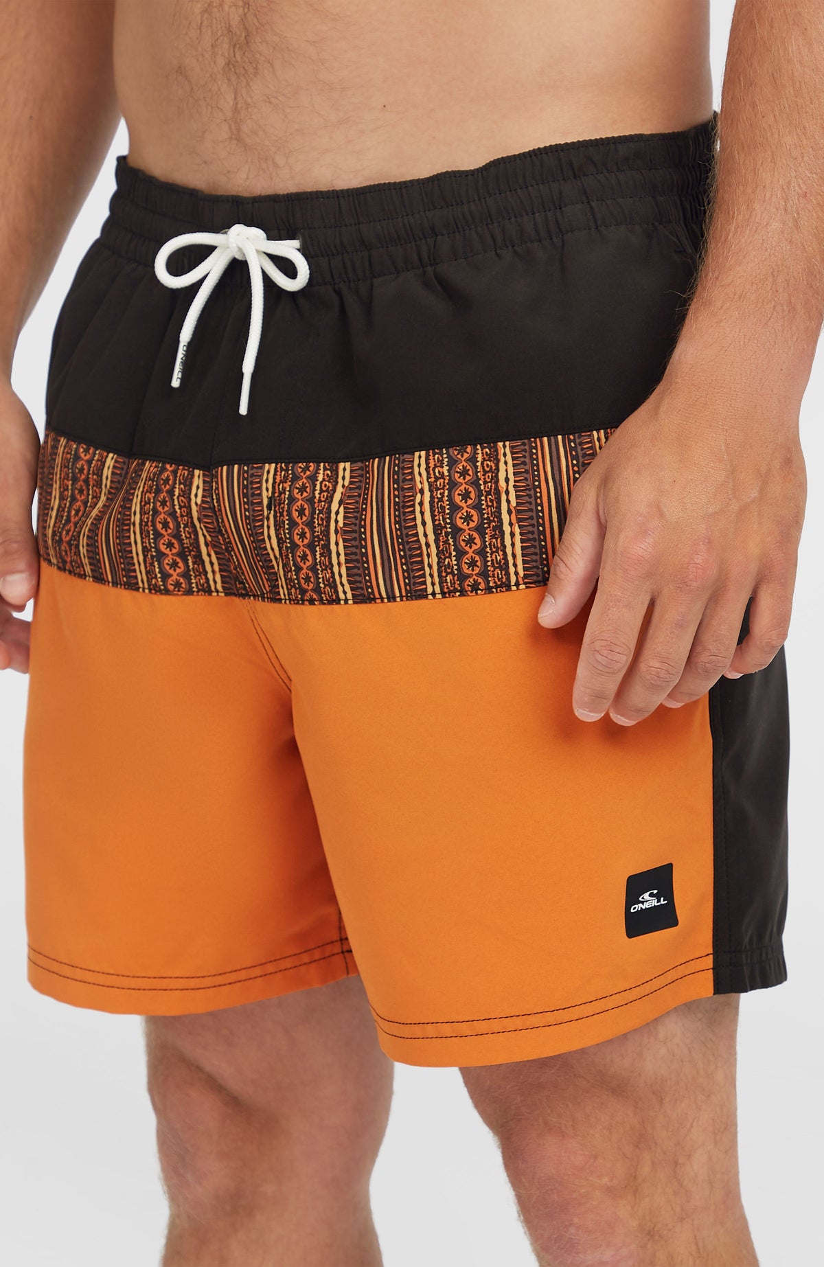 Cali Block 15'' zwembroek | Orange Pressed Lines