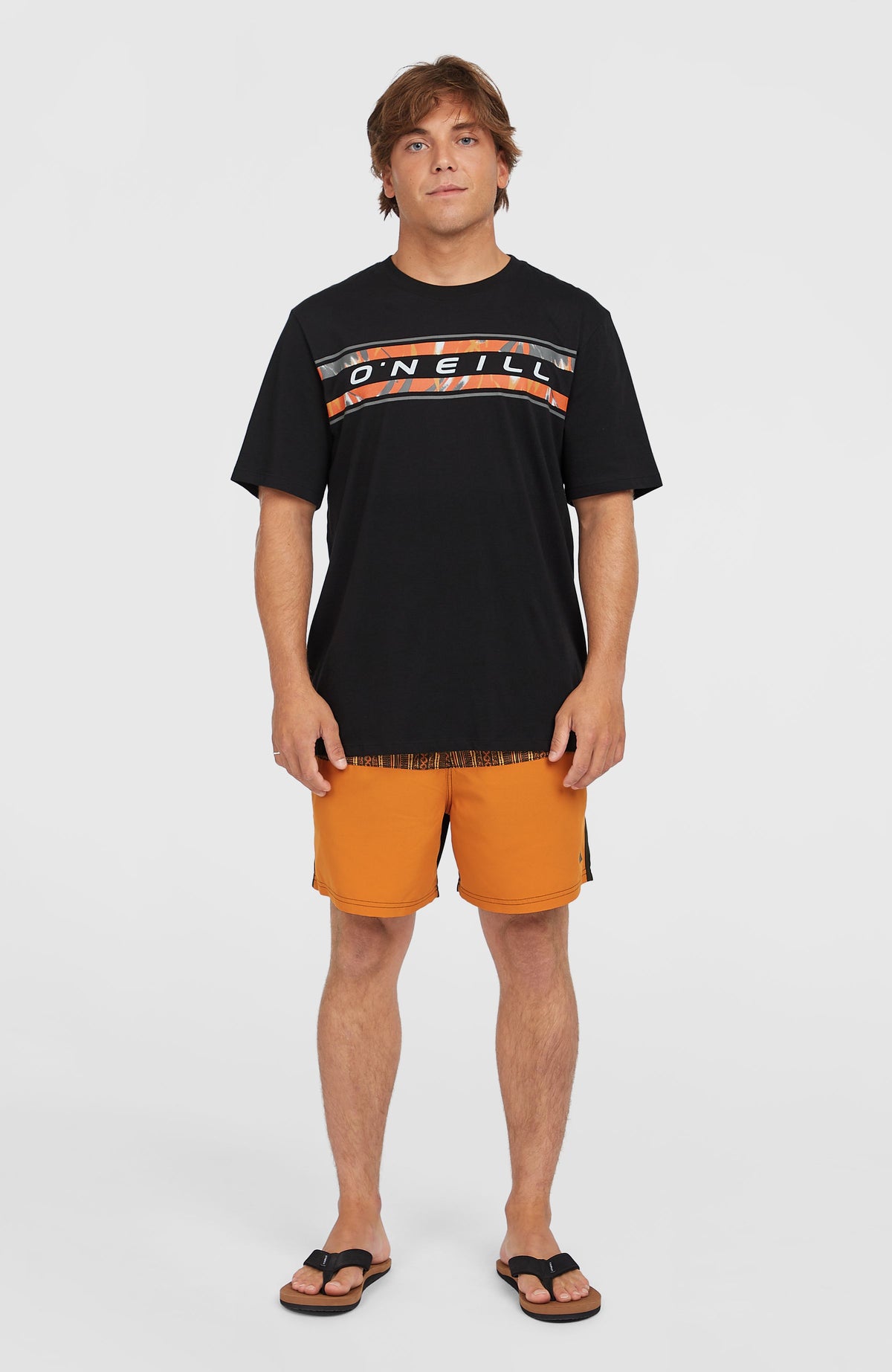 Cali Block 15'' zwembroek | Orange Pressed Lines