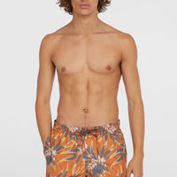 Cali Floral 16'' zwembroek | Orange Dipped Leaves