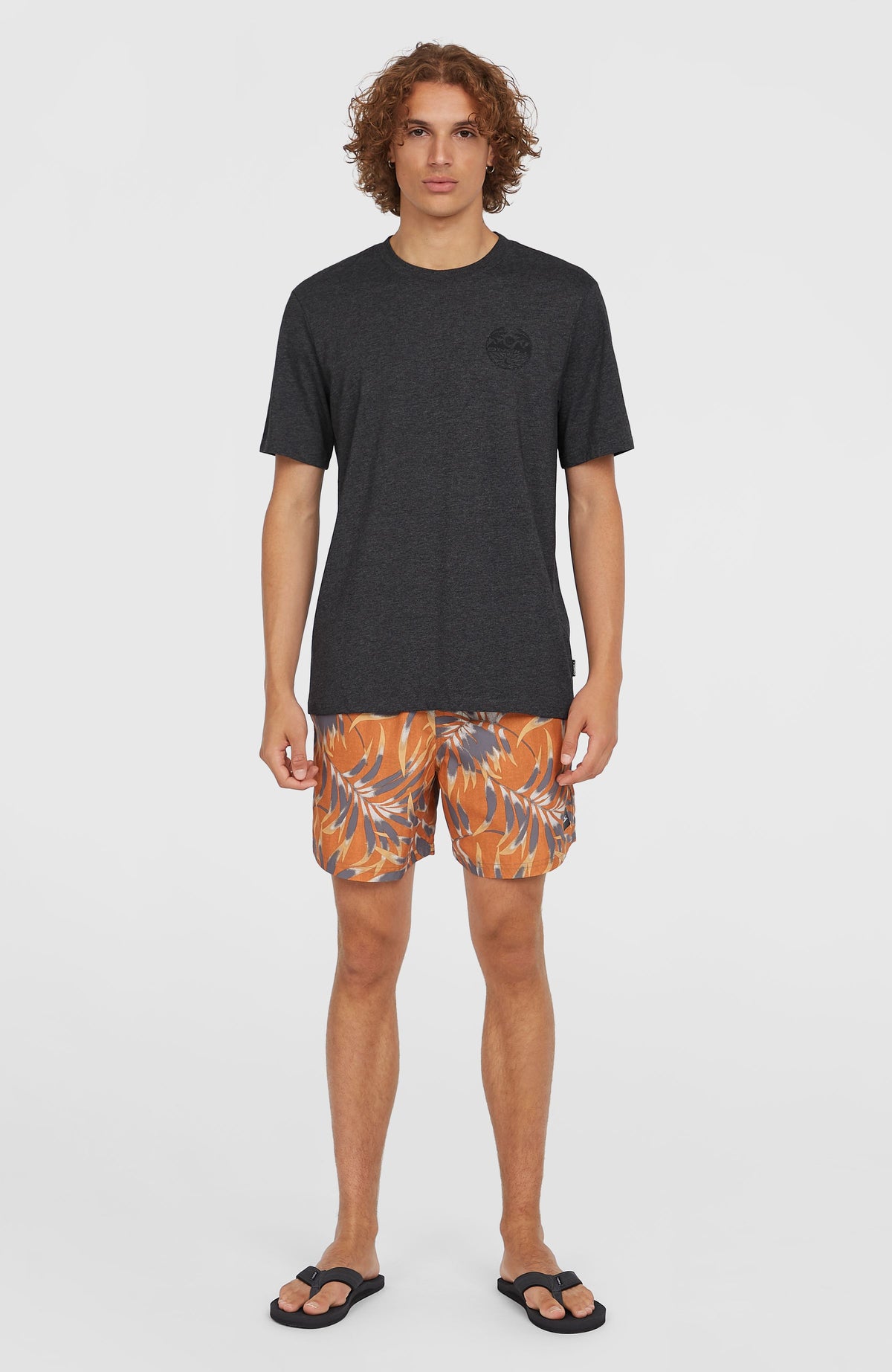 Cali Floral 16'' zwembroek | Orange Dipped Leaves