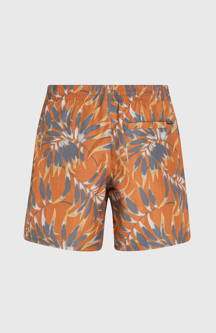 Cali Floral 16'' zwembroek | Orange Dipped Leaves