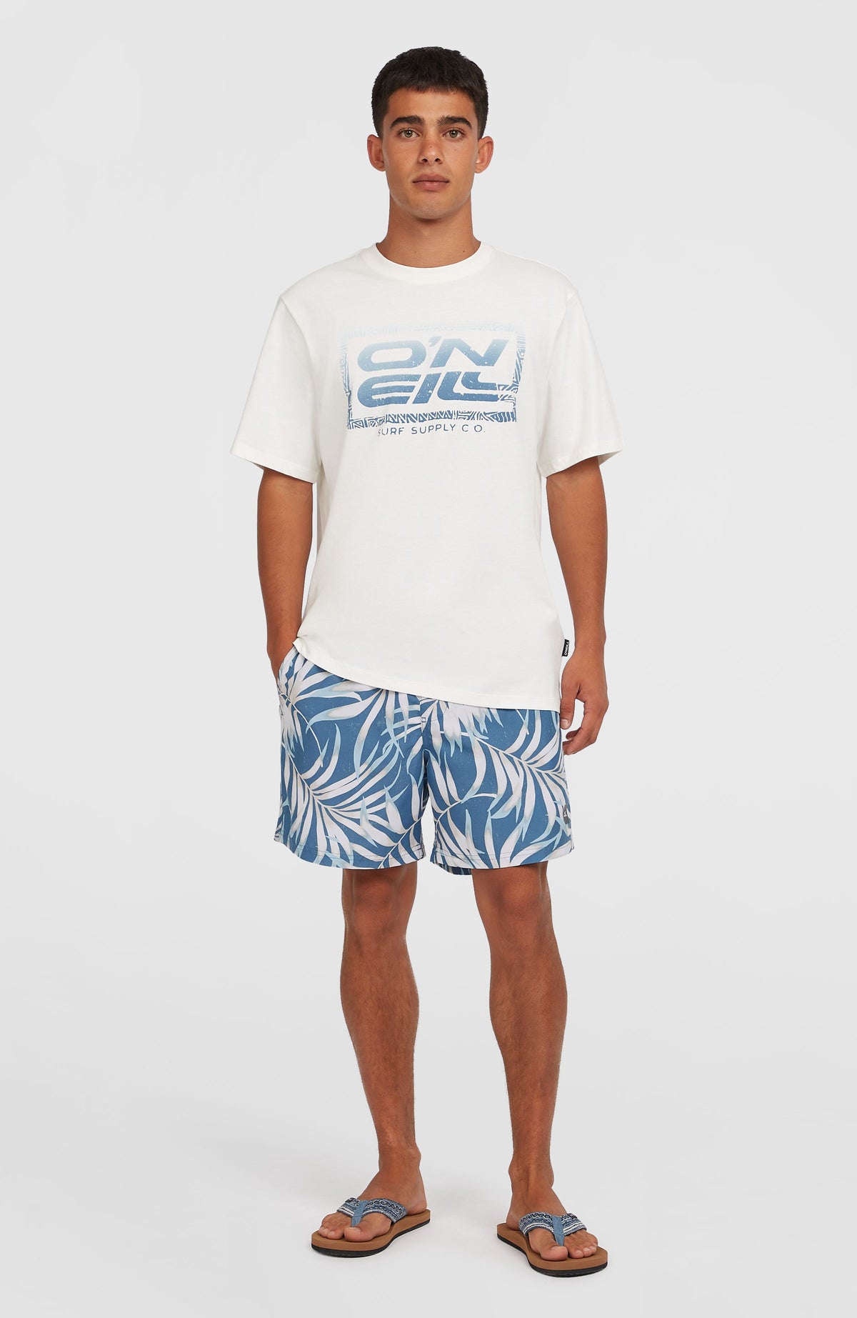 Cali Floral 16'' zwembroek | Blue Dipped Leaves