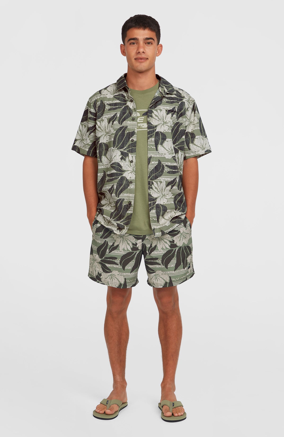 Cali Floral 16'' zwembroek | Green Dusty Flower