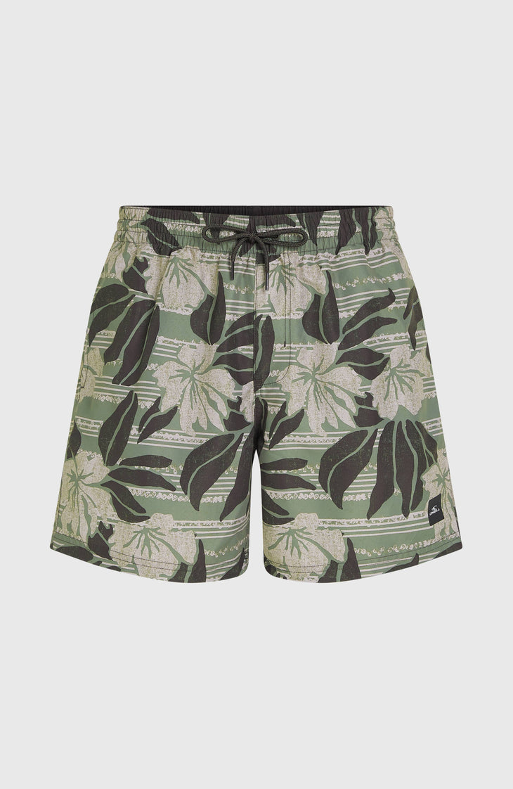 Cali Floral 16'' zwembroek | Green Dusty Flower