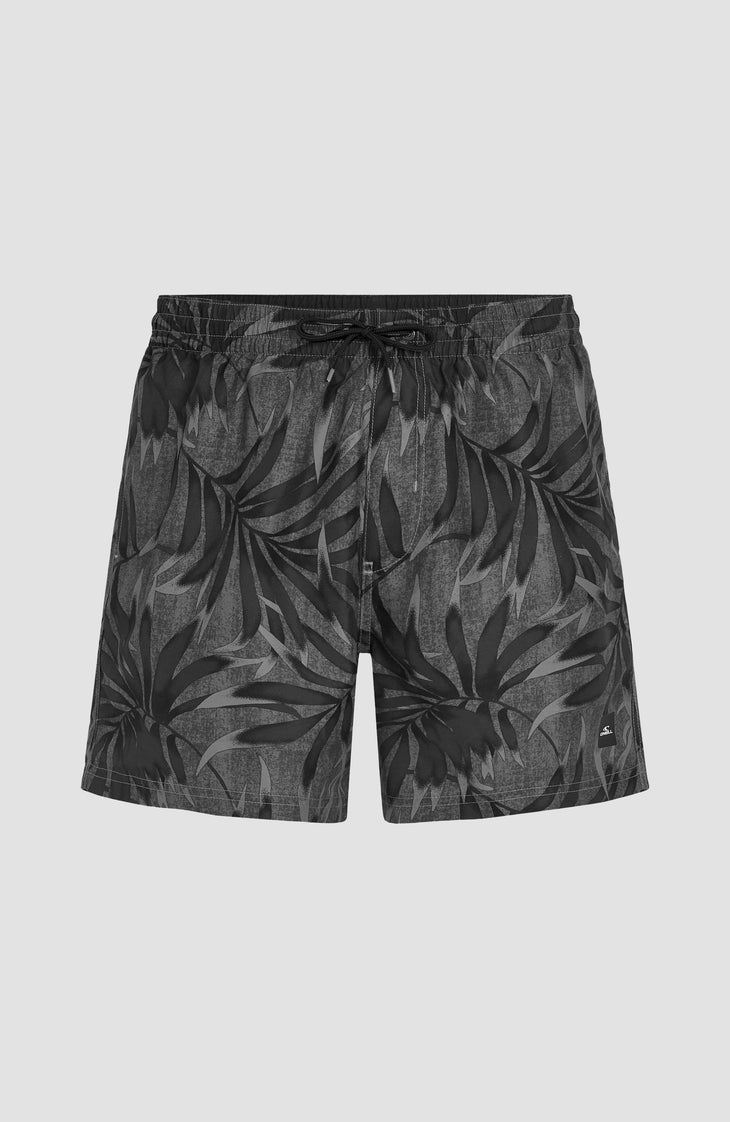 Cali Floral 16'' zwembroek | Black Dipped Leaves