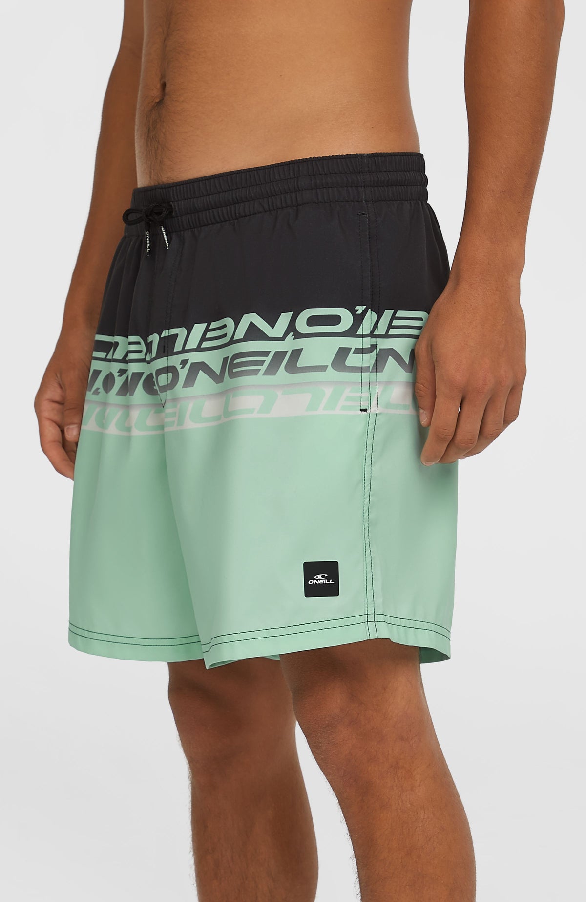 Cali Stripe 16'' zwembroek | Green/Black Upside Down Clean