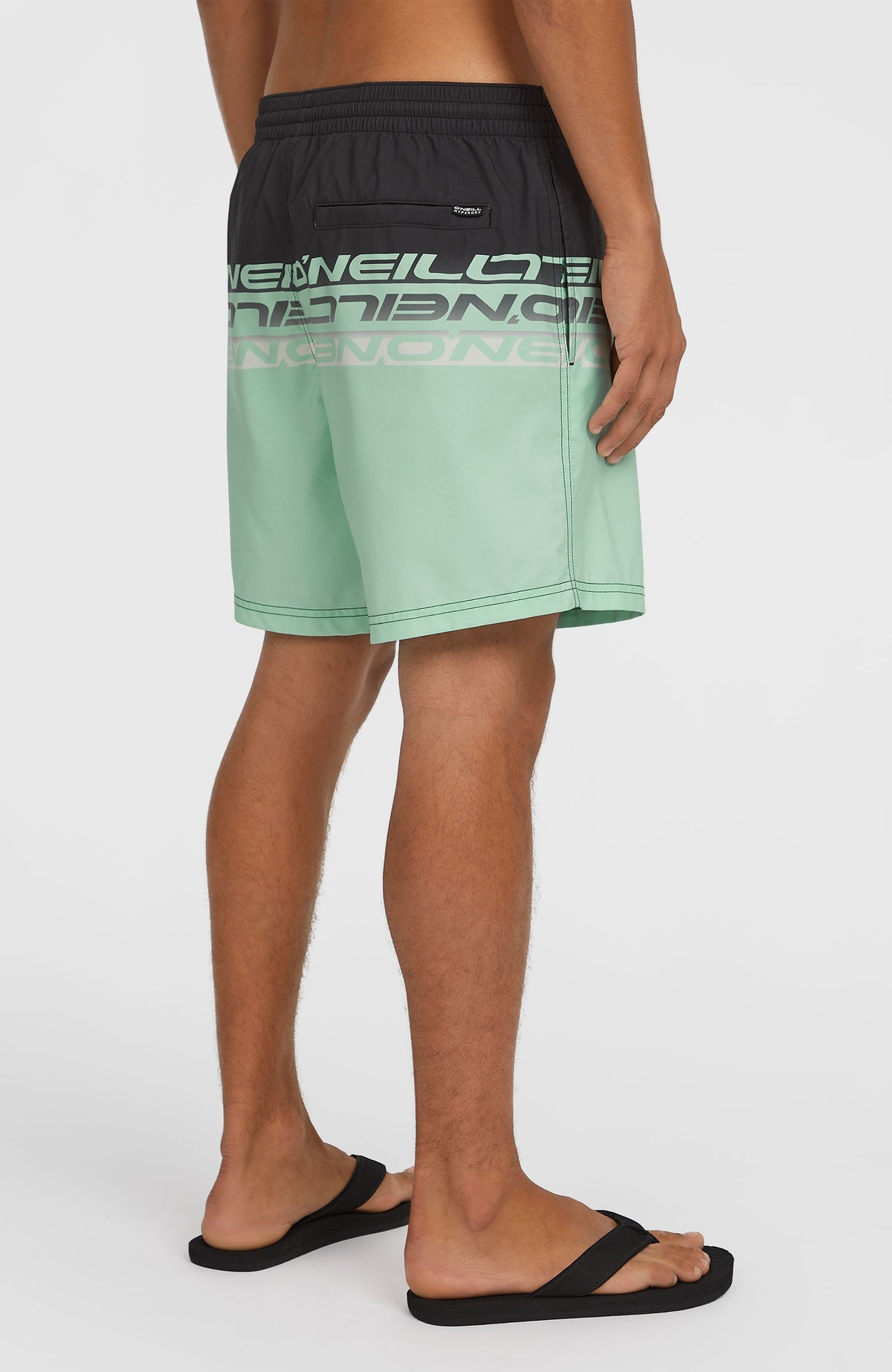 Cali Stripe 16'' zwembroek | Green/Black Upside Down Clean