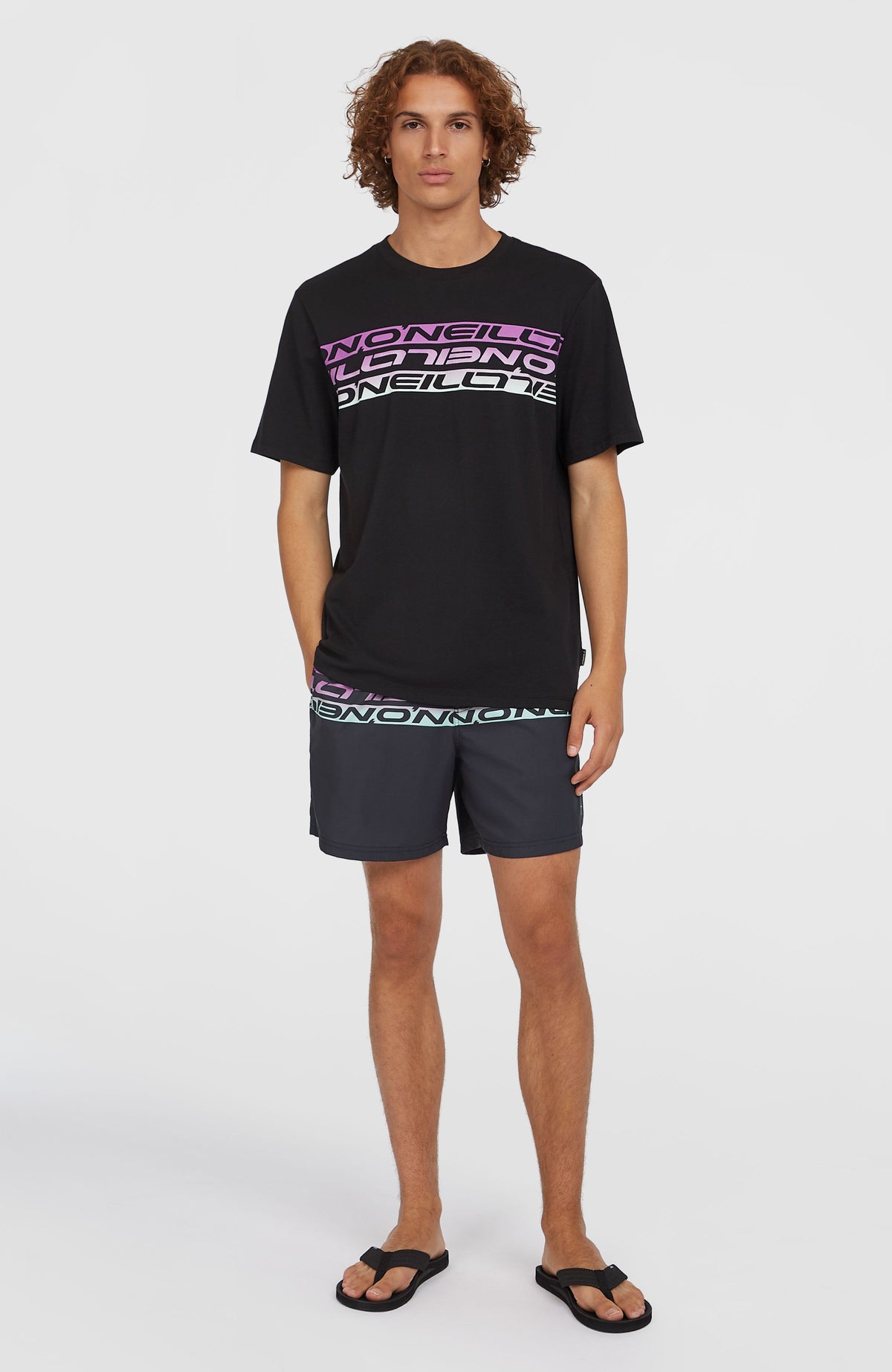 Cali Stripe 16'' zwembroek | Black/Purple Upside Down Clean