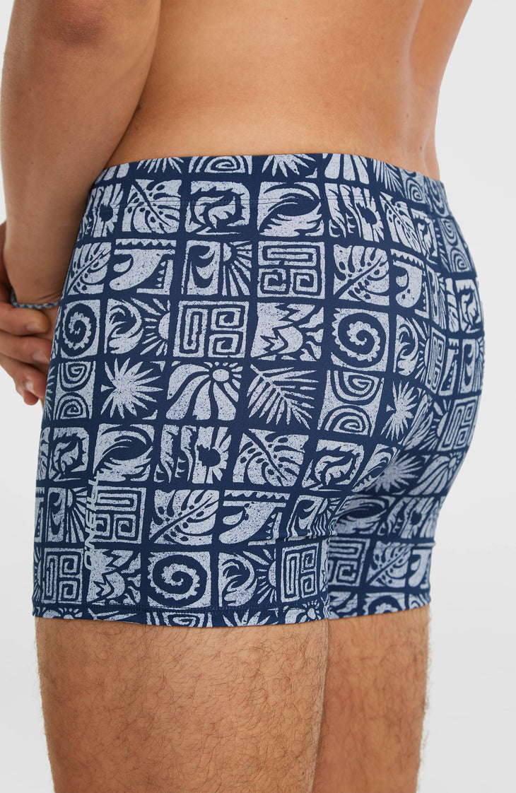Essentials All-Over-Print zwemboxer | Dark Blue Bricks
