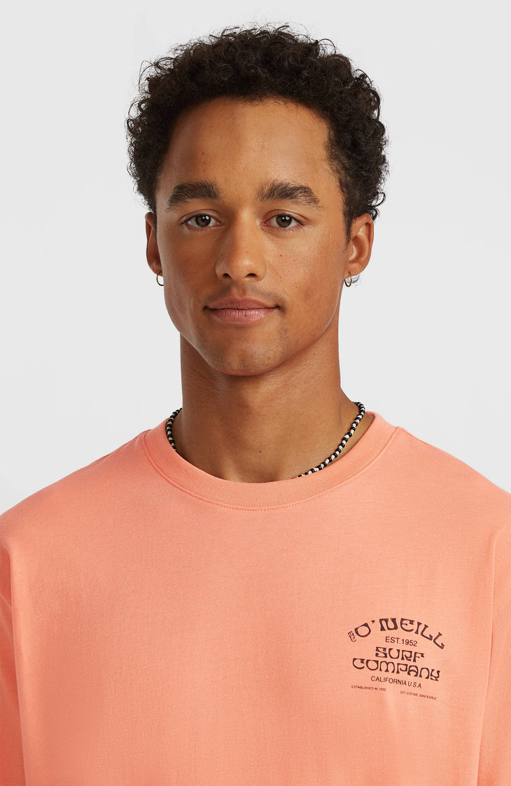 Melange Chest-Print T-shirt | Funky Peach