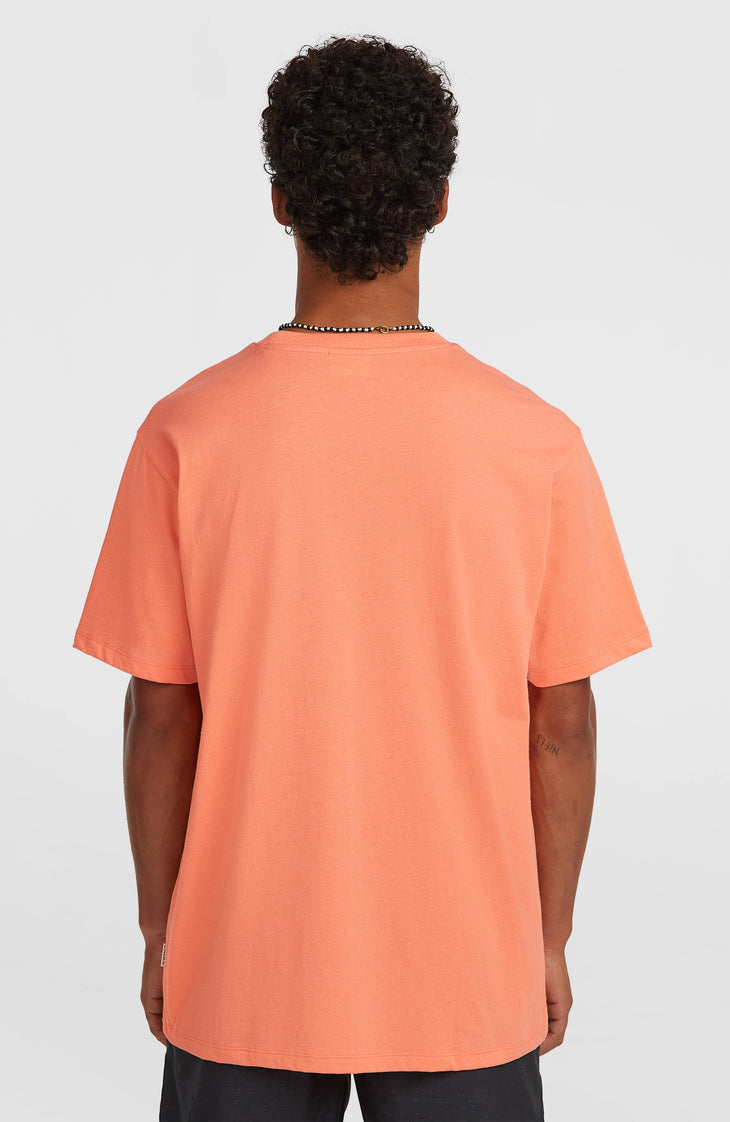Melange Chest-Print T-shirt | Funky Peach