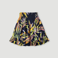 Rokje Lilia met smokdetails | Black Tropical Flower