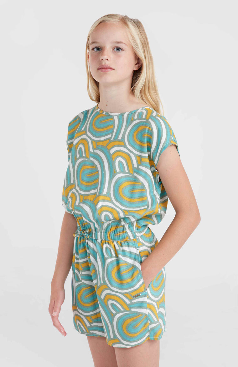 Talia playsuit | Blue Rainbow Stripe